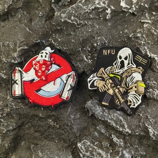 捉鬼敢死队刺绣徽章魔术贴章 邪恶鬼脸骷髅士兵创意补丁贴装饰贴