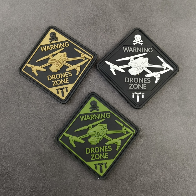 无人机警示PVC软胶章六角臂章