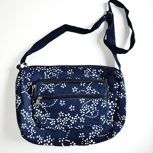 买一送一 乌镇特产手工蓝印花布包 全棉斜挎包 单肩复古包 包邮