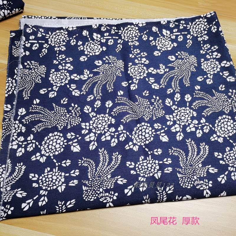 蓝印花布料室内布景面料民族风
