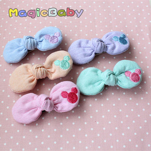 韩国进口 刺绣小米奇布艺蝴蝶结发夹 可爱儿童宝宝女童发饰头饰