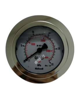 美国NISHWELL压力表EN837-1 RF63表盘0-25MPA轴向耐震液压表YN60
