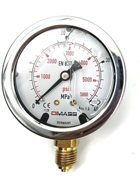 压力表DMASS德玛仕EN837-1德国MBB06B-400-1-Z 63表盘40MPA YN60