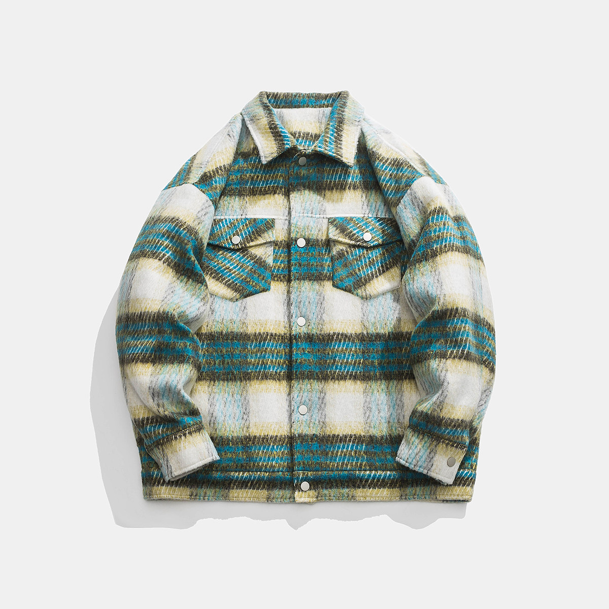 MY01*P138控178白底图冬直播款宽松格纹毛呢加棉加厚夹克外套，男装夹克，电商A249