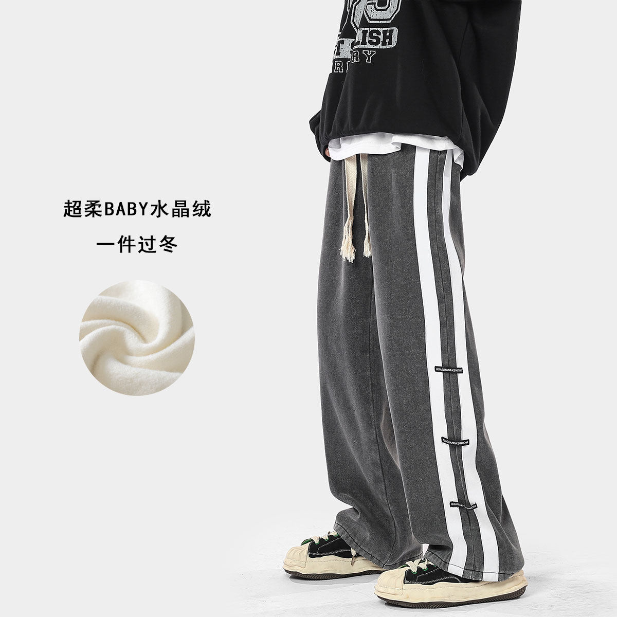 W20*P60 厚控88元~月销3W~主推数据款~冬加绒加厚拼接牛仔裤潮男图片