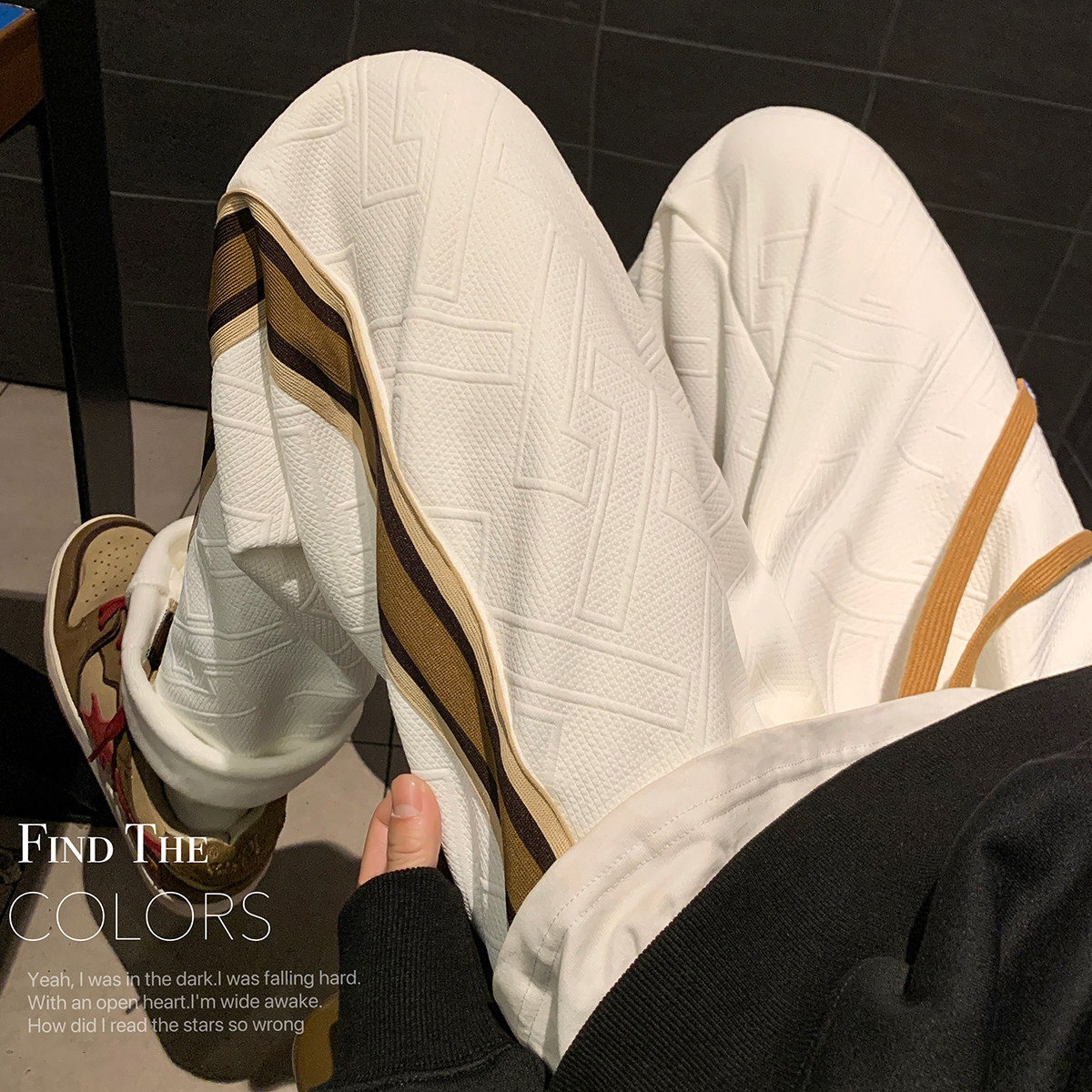 AK92*P55控78元主推严选品质款直筒宽松拼接条纹加绒加厚裤男,男装卫衣,电商A249