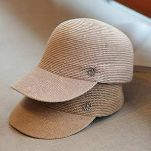 2026亚麻款~韩版休闲字母标复古鸭舌帽女透气百搭遮阳马术帽春夏