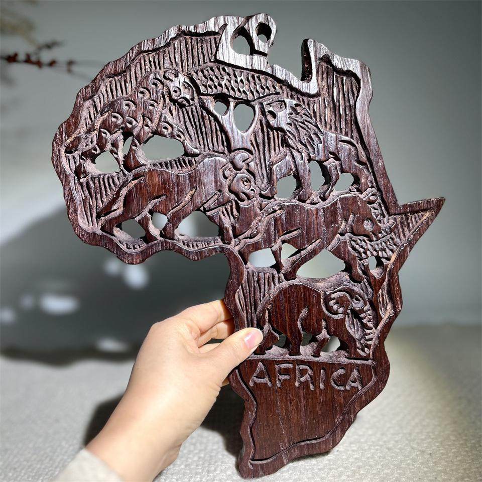 非洲木雕挂件墙挂饰玫瑰木手雕非洲五霸大象犀牛狮子家居办公室