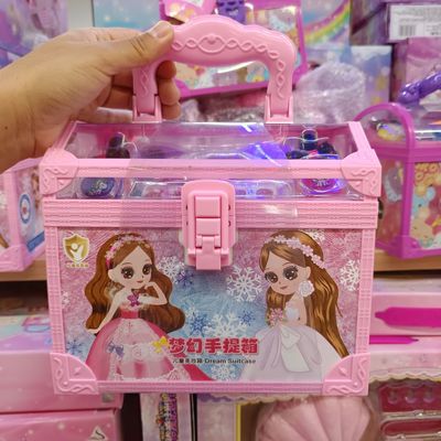 小伶捷雅妮女孩化妆品手提套装玩具美妆箱儿童公主彩妆美甲化妆盒