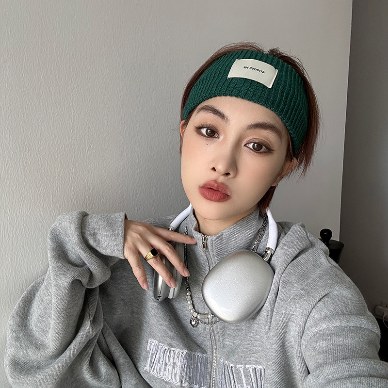 韩国ins运动字母宽边发带女发饰网红街头跑步显脸小毛线针织头套