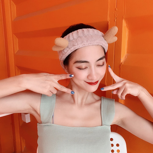 四季可戴可爱鹿角束发带女洗脸化妆头箍网红发套洗漱简约