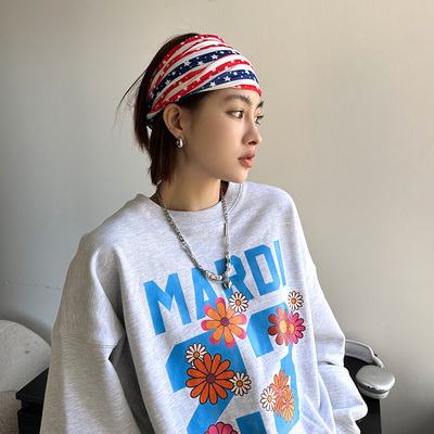 欧美美国国旗发带独立日发带头带宽边运动头带星条旗头巾发饰