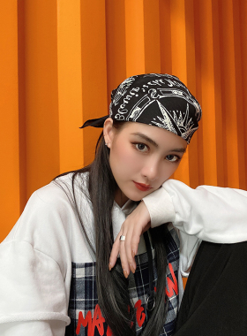 暗黑风欧美嘻哈头巾韩版百搭男女发带hiphop街舞运动骑行遮面方巾