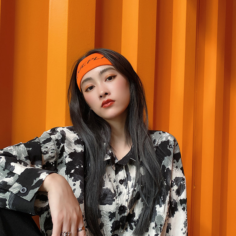 纯棉ins潮款发带针织毛线字母运动宽头套男女嘻哈健身跑步吸汗巾