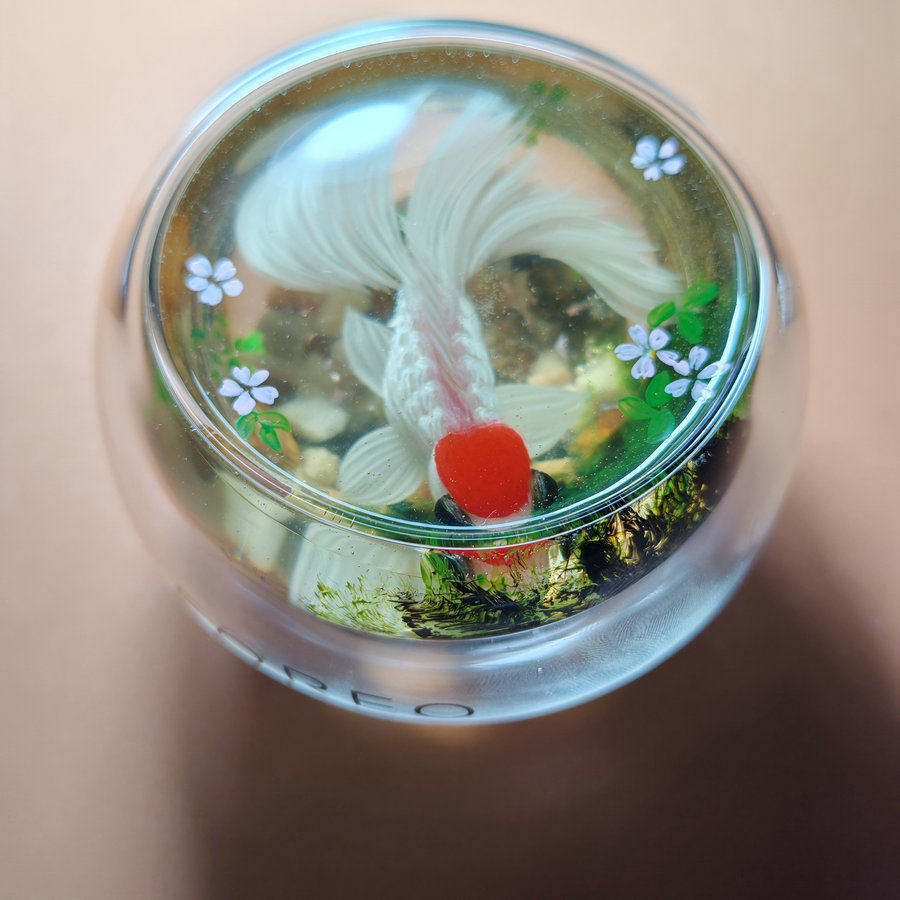 手绘立体锦鲤鱼树脂画金鱼3d手工文创父亲母亲节生日礼物摆件定制