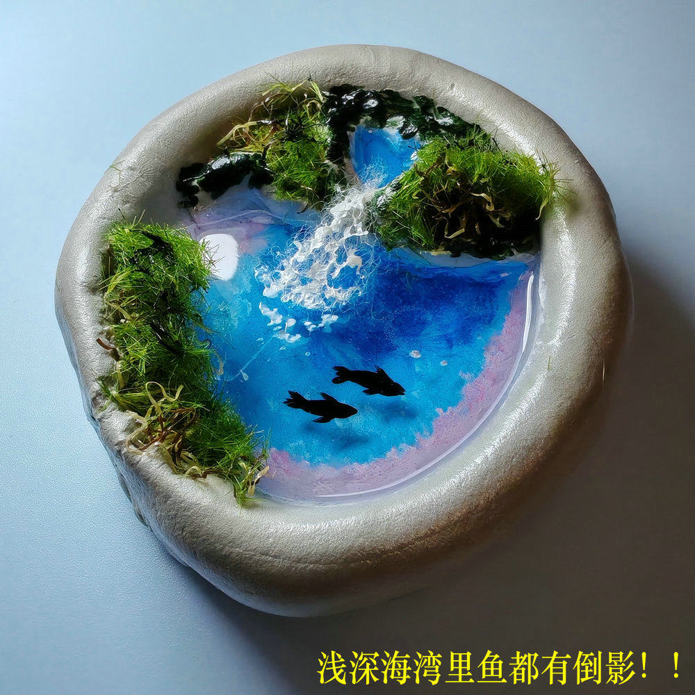 鲸鱼海豚月牙岛浅海洋湾《手工艺装饰摆件