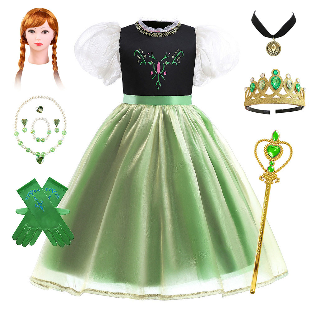 夏季女童安娜公主裙六一扮演服装