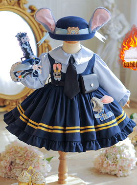 女童秋冬加绒朱迪兔子连衣裙疯狂动物城装扮服洛丽塔蓬蓬裙高端服