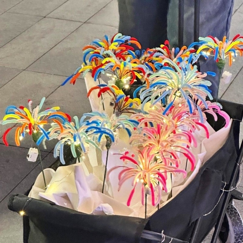 烟花扭扭棒手工diy材料包2026跨年拍照道具新年元旦自制创意礼物,玩具/童车/益智/积木/模型,其他手工制作,淘宝优惠券,粉丝福利购,淘宝优惠卷