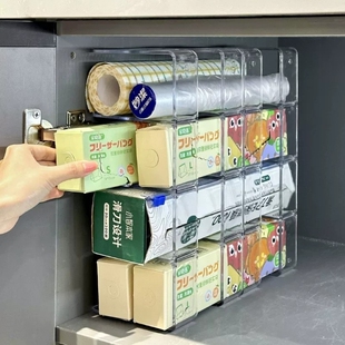 厨房收纳神器省空间多功能柜子分层架子整体橱柜保鲜膜袋收纳层架