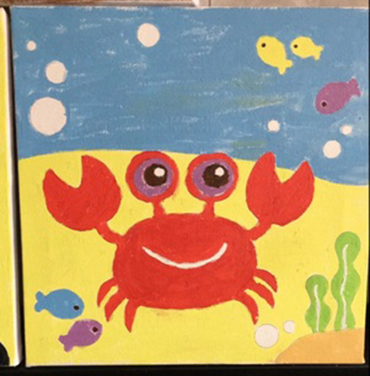 庭美数字油画diy儿童手绘填色 卡通鱼风景客厅装饰海底世界20*20图片