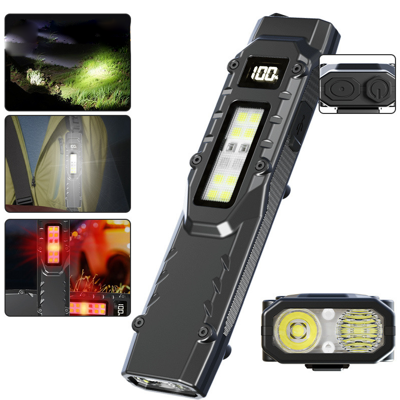 Astey EDC 10W 强光手电筒充电超亮检修灯户外便携式应急灯带背夹