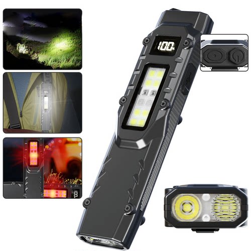 Astey EDC 10W 强光手电筒充电超亮检修灯户外便携式应急灯带背夹