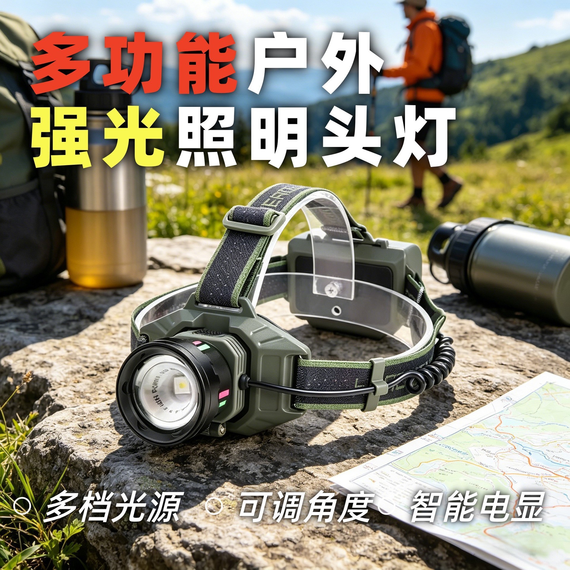 30W白激光头灯头灯户外cob充电头戴灯 钓鱼灯强光夜钓头灯跑步灯