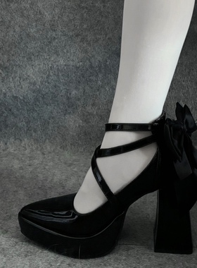 黑猫·十字审判现货11cm 防水台尖头高跟气质 哥特风 lolita鞋