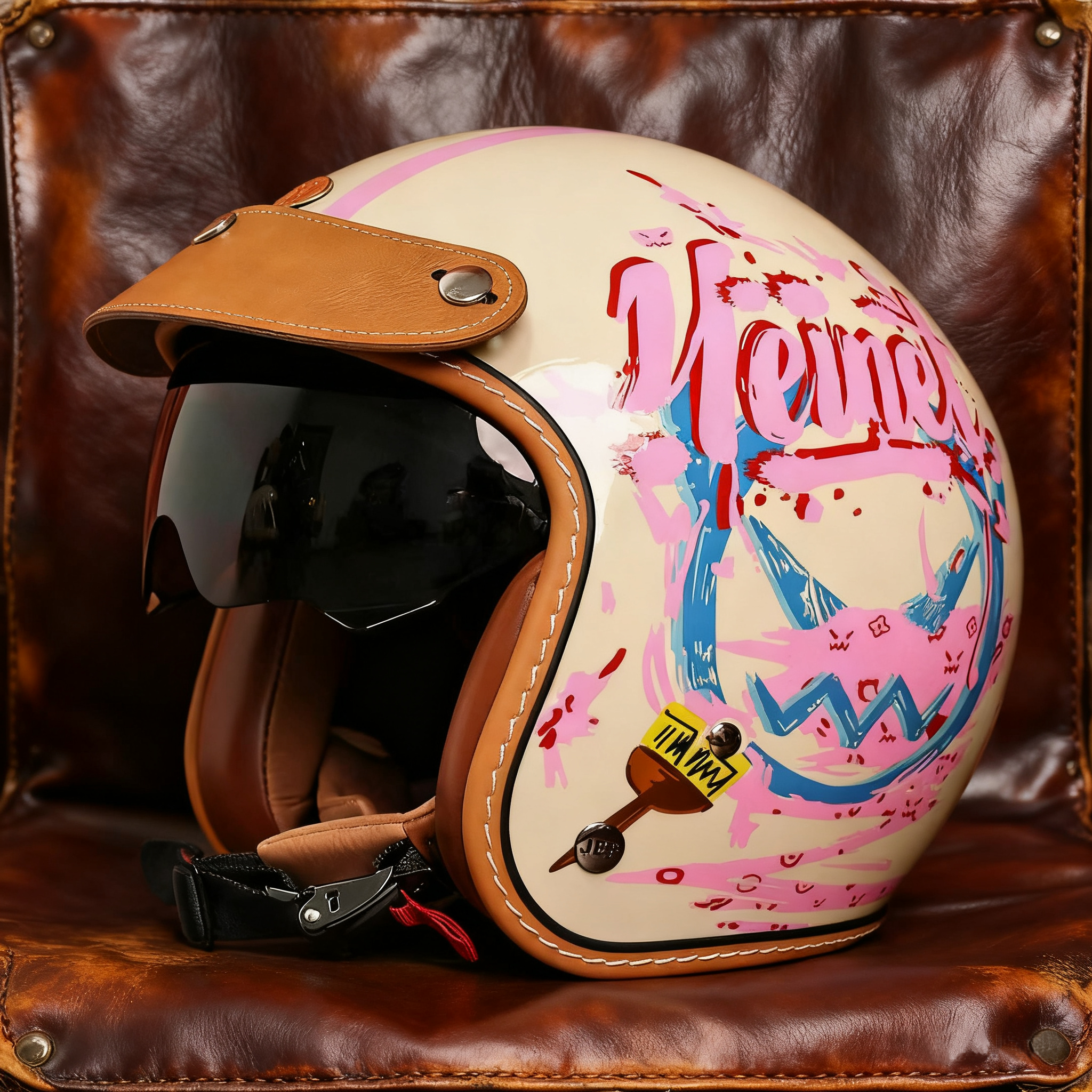 男女骑行复古电动摩托车半盔