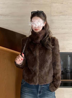 女短款韩版皮毛一体毛绒外套