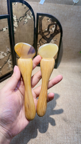 天然牛角拨筋棒脸部专用眼部面部全身通用牛角刮痧板头部按摩神器