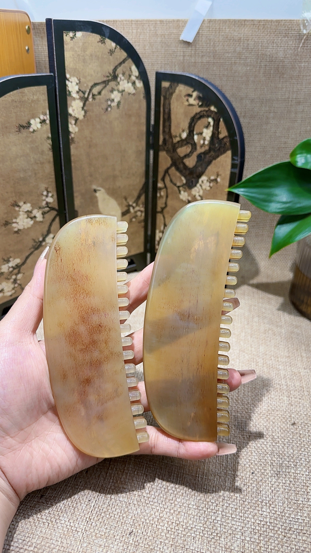 天然山羊角一体莲蓬身体刷肩颈腹部刷带脉刮背刮腿部经络疏通厚实