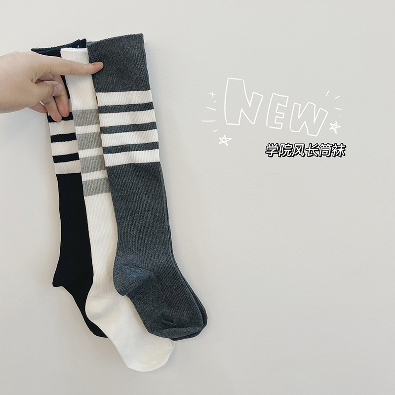过膝盖全棉学院风中筒袜春秋