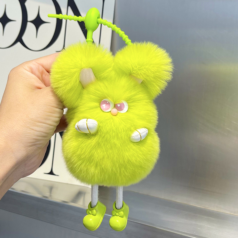 可爱真獭兔毛小兔子汽车钥匙扣