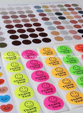 CHERRY Leb|韩国ins网红荧光彩色可爱笑脸心形圆形不干胶贴纸墙贴