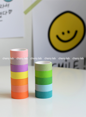 韩国海报贴纸纯色DIY墙面装饰糖果色和纸胶带手撕胶纸套装12色入