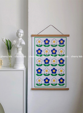 韩国ins复古花朵彩色艺术海报民宿花店家居墙面装饰相框挂画拍照