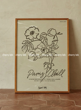 装饰画ins复古浪漫法式手绘花朵简约墙面艺术海报服装店拍照道具