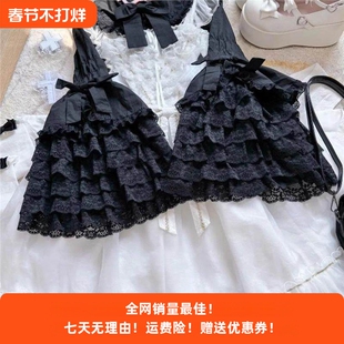 黑色蕾丝doll感原创lolita姬袖洛丽塔衬衫内搭姬袖衬衫内搭外穿