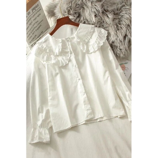 上衣 女很仙 2025小清新蕾丝娃娃领衬衣新款 lolita内搭打底白衬衫