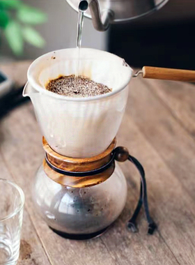 HARIO日本法兰绒手冲咖啡壶滴漏式相思木复古玻璃家用滤杯DPW-1