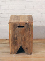 Simple solid wood furniture from the ancient era, square stools, old elm wood dining chairs and stools, creative old door panels, fashionable design, and small stools thumbnail 5