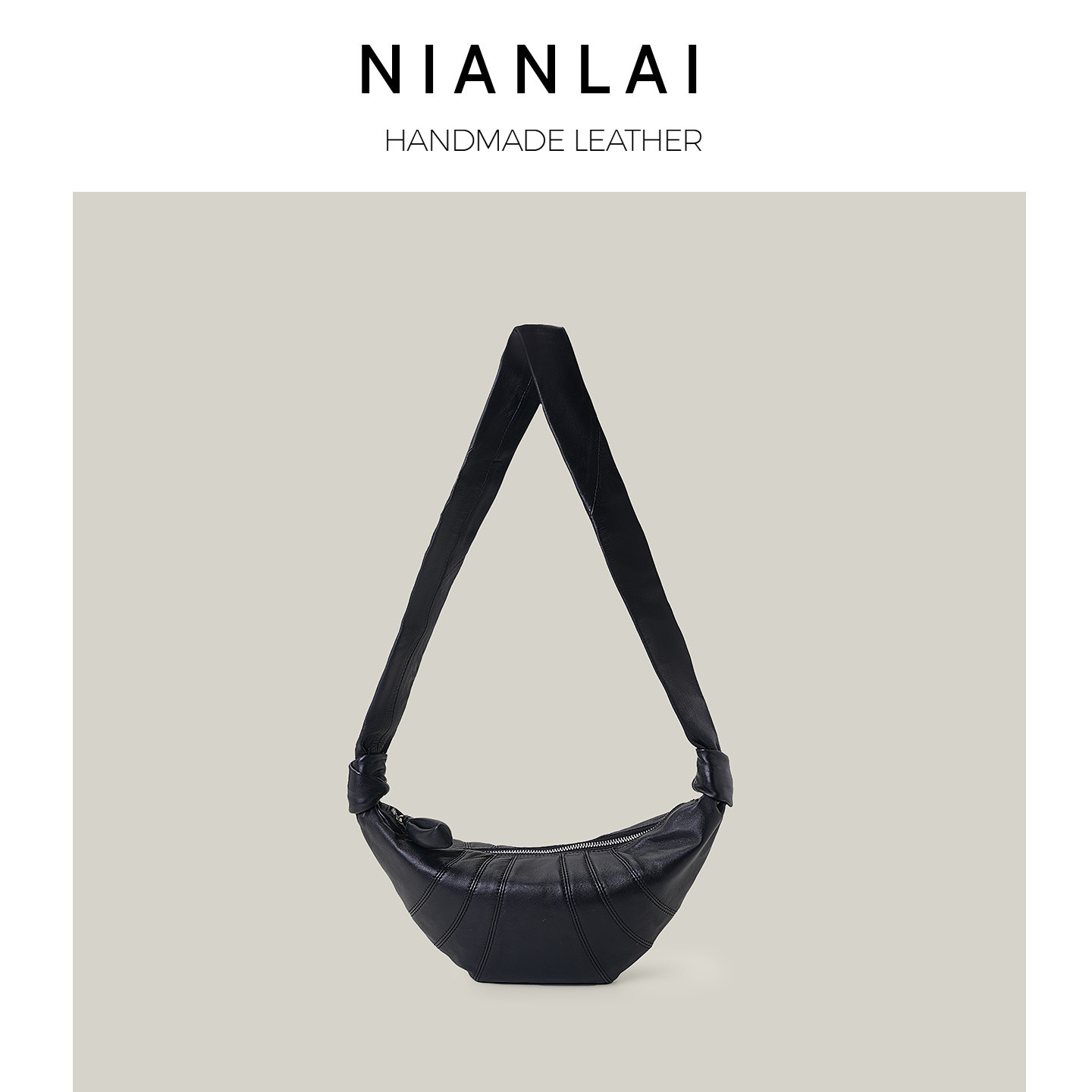 羊皮牛角包 可颂大容量饺子包单肩包斜挎包 小号中号