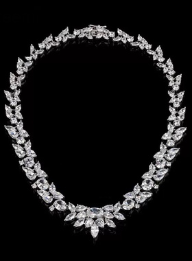 法国设计师款镀18k镶锆石新娘配饰婚纱宴会礼服项链轻奢时尚晚宴