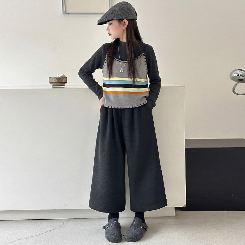 女童早春韩系套装2026新款女孩时尚针织马甲八分裤儿童洋气春秋款