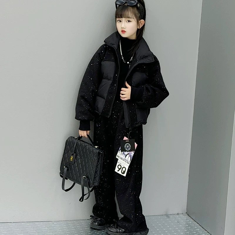 女童满天星棉衣套装2025秋冬新款中大童潮酷棉服外套闪亮阔腿裤潮,童装/婴儿装/亲子装,套装,淘宝优惠券,粉丝福利购,淘宝优惠卷
