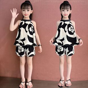 女童夏季套装2026新款儿童洋气中大童薄款无袖吊带短裤夏装两件套