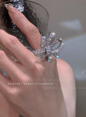 轻奢蝴蝶锆石微镶开口戒指女