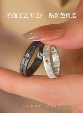 原创情侣对戒指999纯银镶钻